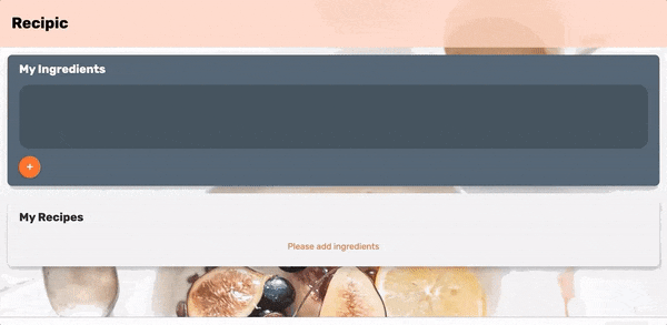 Recipic demo Gif
